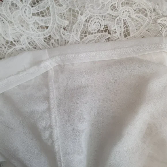 vintage lace floral dress Embroidered white Sz 12 frill fishtail KOREAN cocktail - Picture 8 of 8